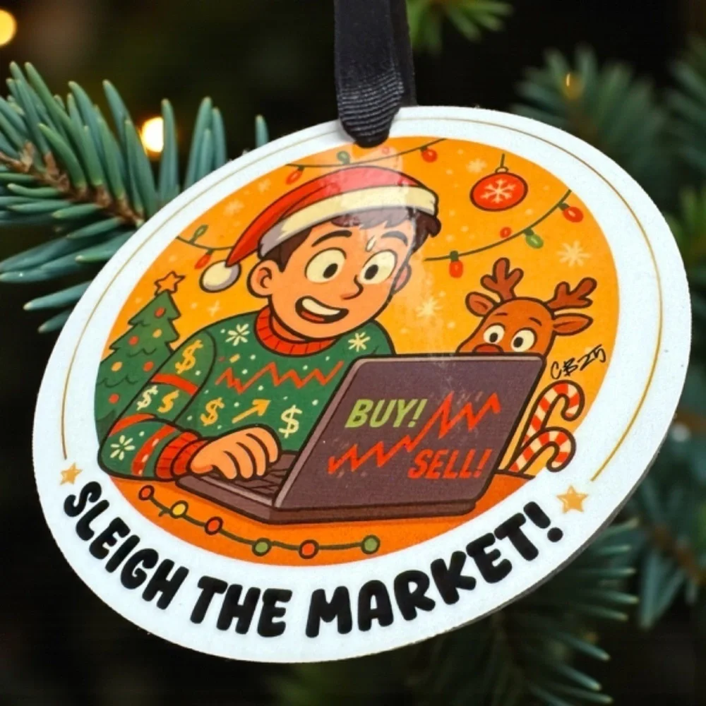 SLEIGH THE MARKET Christmas Ornament - For the Stock Market Whiz! Personalized